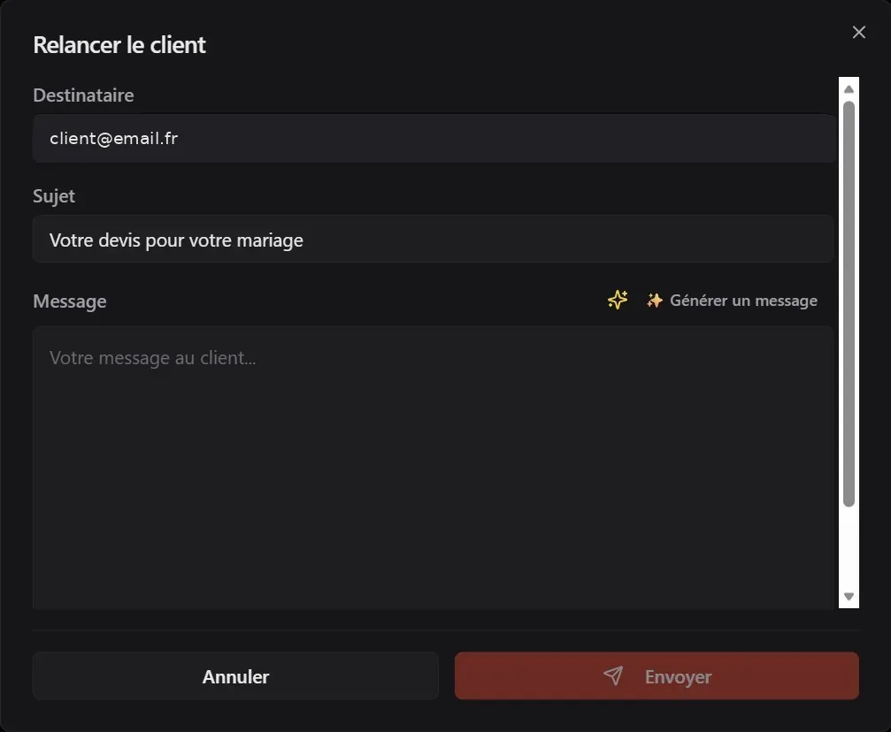 Relancer le client